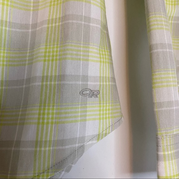 Outdoor Research Button Front Plaid Shirt Green Gray Lightweight Size S - Picture 2 of 8